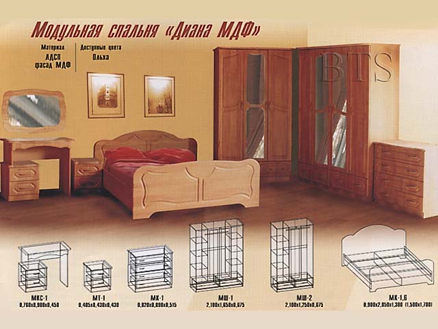 Модульная спальня "Диана МДФ"